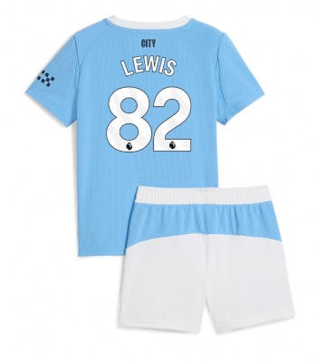 Manchester City Rico Lewis #82 Hemmakläder Barn 2025-26 Kortärmad (+ Korta byxor)